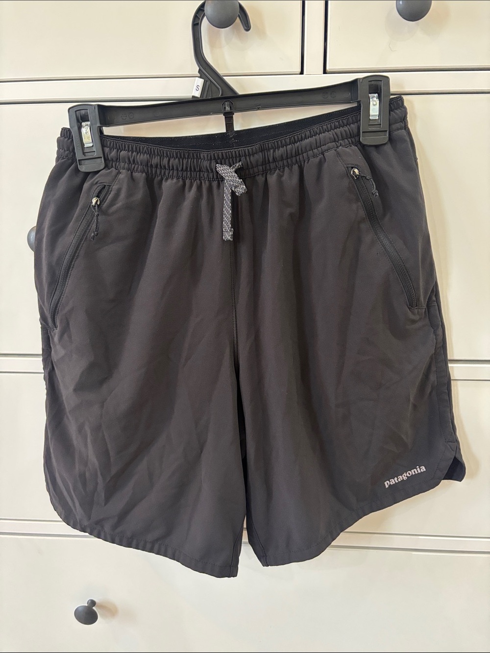 Patagonia Black Athletic Shorts with Gray Drawcord